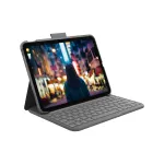 Logitech Slim Folio pilka Bluetooth QWERTZ &scaron;veicari&scaron;ka klaviatūra, skirta iPad