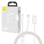 USB laidas Baseus SUP0003529 &mdash; USB 3.2 Gen 1 (3.1 Gen 1), 1 m, USB-A į USB-C / Micro USB-A / Lightning, Baltas