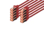 DIGITUS CAT 6 S/FTP patch laidų komplektas DK-1644-010-R-10, 1 m, raudonas, 10 vnt.
