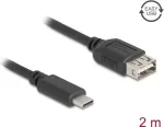 DELOCK USB 2.0 kabelis 2 m &mdash; USB C (ki&scaron;tukas) į EASY USB A (lizdas), 0.48 Gbit/s, auksuoti kontaktai, juodas