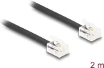 Delock 90618 RJ11 telefono kabelis, RJ11 ki&scaron;tukas&ndash;ki&scaron;tukas, plok&scaron;čias, 2 m, juodas
