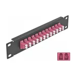 Skaidulinės optikos pataisų skydelis DeLOCK 10 colių 12 prievadų LC Duplex violetinis 1U juodas