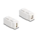 Keystone modulis DELOCK USB 2.0 Type-A moteri&scaron;ka į Type-B moteri&scaron;ka, plok&scaron;čias, baltas, 16,8&times;40&times;22,1 mm