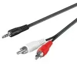 Wentronic Goobay 3,5 mm lizdo / RCA adapterio laidas HQ, juodas, 1 m &ndash; 3,5 mm ki&scaron;tukas (3 kontaktai, stereo) > 2x RCA ki&scaron;tukas (audio kairė/de&scaron;inė) (51648)