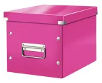Leitz Storage Box Click & Store WOW Cube Medium, Fuchsia, kartoninė dėžė, 260 mm x 260 mm x 240 mm