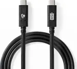 Nedis USB-C laidas | USB 3.2 Gen 2 | USB-C&trade; ki&scaron;tukas &ndash; USB-C&trade; ki&scaron;tukas | 100 W | 4K@60Hz | 10 Gbps | nikeliuotas | 1,00 m | apvalus | PVC | juodas | Dėžutė