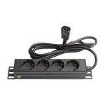 Good Connections Steckdosenleiste 10 - 1HE - Kaltger&auml;te-Stecker C14 an 4x Schutzkontakt-Buchse - Kinderschutz - Aluminiumprofil - schwarz