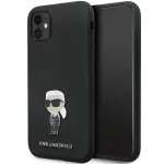 Karl Lagerfeld Ikonik Metal Pin Silicone Case, skirta Apple iPhone 11 / iPhone XR 6,1 inch juoda