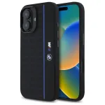 BMW BMHMP16S23SHEB iPhone 16 6,1 col. juodas silikoninis kietasis dėklas Hexagon Blue Line MagSafe