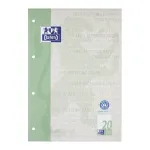 Oxford Schulblock Recycling DIN A4 bloknotas, 50 lapų, liniuotė 20, suklijuotas vir&scaron;uje, tu&scaron;čias, 4 skylių perforacija