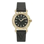 Versace V-Circle moteri&scaron;kas &scaron;veicari&scaron;kas kvarcinis laikrodis VE6D00223 40 mm juodas ciferblatas odinė apyrankė