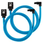 Corsair Premium Sleeved SATA kabelis, lenktas, mėlynas, 60 cm &ndash; 2 vnt. pakuotė