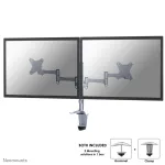 Neomounts FPMA-D1330DSILVER kryptis keičiantis stalo laikiklis 2 monitoriams, 10-27 colių (25,4-69 cm), spaustukas/angos tvirtinimas, maks. 18 kg, sidabrinis