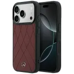 Mercedes Leather Crossed Lines MagSafe dėklas, skirtas iPhone 18 Pro Max / 17 Pro Max &ndash; bordo spalvos