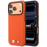 BMW M Quadrille Kevlar MagSafe dėklas, skirtas iPhone 17 Pro Max / 18 Pro Max &ndash; oranžinis su metaliniu logotipu