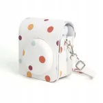 LOVEINSTANT Polka Dot PU odinis dėklas, skirtas Fujifilm Instax Mini 12, su nuimamu dirželiu ir magnetiniu užraktu