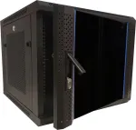 DSIT DS6609ZP 9U 19 inch sieninis serverių kabinetas su stiklo durelėmis ir perforuotais &scaron;oniniais skydais, 600x600x501 mm, juodas