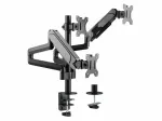 Equip trijų monitorių laikiklis stalvir&scaron;iui 17-27 colių, spaustuvinis, 21 kg, 75x75 mm, 100x100 mm, auk&scaron;čio reguliavimas, juodas