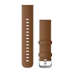 Garmin Quick Release 22 mm odinis laikrodžio dirželis &ndash; rudos italų odos, sidabrinės spalvos furnitūra