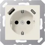 JUNG A 1520-15 CA SCHUKO ki&scaron;tukinis lizdas 16 A 250 V su USB įkrovikliu 1 x A tipo + 1 x C tipo, Safety Plus, AS serija, baltas (dramblio kaulo)
