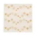 PAPSTAR &ldquo;Golden Snowflakes&rdquo; kalėdinės servetėlės 330 x 330 mm, spausdintos, 1/4 lankstymo, 3 sluoksnių