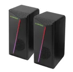 Esperanza EGS106 Rainbow Nortec 2.0 garsiakalbių komplektas, 6 W (2x3 W), maitinimas per USB, 3,5 mm mini-jack, RGB LED, juodas