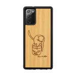 Apsauginis dėklas Samsung Galaxy Note20 su katės ir žuvies ra&scaron;tu, medinis