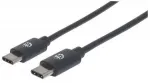 Manhattan USB-C į USB-C laidas, 50 cm, Vyri&scaron;kas į Vyri&scaron;ką, Juodas, 480 Mbps (USB 2.0), Greitas USB, Viso gyvenimo garantija
