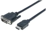Manhattan HDMI į DVI-D 24+1 laidas, 3 m, vyri&scaron;kas į vyri&scaron;ką, juodas, Dual Link, suderinamas su DVI-D, viso gyvenimo garantija