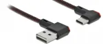USB kabelis DeLOCK EASY-USB 2.0 Type-A ki&scaron;tukas į Type-C ki&scaron;tuką kampuotas 0,2 m juodas