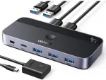 USB KVM jungiklis UGREEN CM662 2x4 i&scaron;ėjimai, juodas