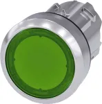 Siemens Drucktaster Bet&auml;tiger flach, Frontring Metall, Hochglanz Gr&uuml;n SIRIUS ACT 3SU1051-0AB40-0AA0 1 St. (3SU1051-0AB40-0AA0)