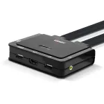 Lindy 2 prievadų HDMI 18G, USB Type C, USB 2.0 ir garso kabelinis KVM jungiklis