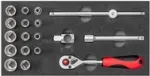 Veržliarakčių komplektas gedore red R22150020, 18 dalių su reketu ir antgaliais