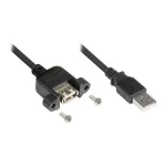 Good Connections USB2.0 prailginimo laidas A lizdas į A ki&scaron;tuką, 0,3 m, montuojamas į skydelį