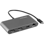 StarTech.com Dual-Monitor Thunderbolt Mini Dock, 4K 60Hz DisplayPort, belaidžio ry&scaron;io stotelė be tvarkyklių, skirta Windows ir Mac, Gigabit Ethernet, 1x USB-A (USB 5Gbps), 28 cm kabelis