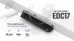 Nitecore EDC17 žibintuvėlis 1500 liumenų, įkraunamas per USB-C su 1 klasės lazeriniu rodykle