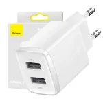 Baseus Compact Universal White AC Indoor Charger 10,5W 2 USB-A Ports
