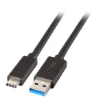 EFB Elektronik USB 3.2 Gen 1 SuperSpeed kabelis, Type-A ki&scaron;tukas &ndash; Type-C ki&scaron;tukas, 3A, 5 Gbit/s, 0,5 m, juodas
