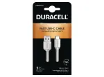 Duracell USB5031W USB-A į USB-C laidas 1m USB 3.2 Gen 1 5Gbps Baltas