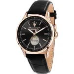Maserati Potenza automatinis laikrodis R8821124001, 42 mm, juodas ciferblatas, odinė apyrankė