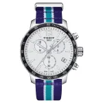 Tissot PRS 516 vyrų &scaron;veicari&scaron;kas kvarcinis chronografas 42 mm sidabrinis ciferblatas rudas odinis dirželis T095417170373
