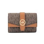 MICHAEL KORS Jet Set Travel Kortelių Laikiklis Ruda Signature PVC