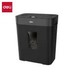 Deli ET023 kryžminio pjovimo popieriaus smulkintuvas, 10 lapų, P-4 saugumas, 17 L krep&scaron;elis, juodas