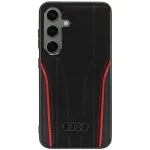 Audi Genuine Leather MagSafe Hard Case, skirta Samsung Galaxy S24 (S921) &ndash; juoda/raudona