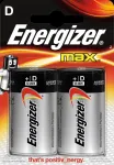 Vienkartinė baterija Energizer MAX D &scaron;arminė 1,5 V, D dydis, 2 vnt., cilindrinė, 139 g, 10 metų galiojimo laikas