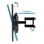 Sieninis TV laikiklis Esperanza TITAN 26&ndash;70 colių (66&ndash;177.8 cm), pakreipimas &plusmn;15&deg;, pasukimas 120&deg;, VESA iki 400&times;400, maks. apkrova 55 kg, juodas