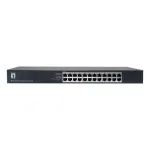LevelOne GEU-2432 24 prievadų gigabaitinis eterneto komutatorius, 4 režimų DIP, 19 colių stelažui, nevaldomas, metalinis korpusas