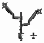 Gembird MA-DA2P-02 monitorų laikiklis stalas 2 ekranams, iki 81,3 cm (32 colių), VESA 75x75&ndash;100x100, maks. 9 kg kiekvienam, spaustuvas/įvorė, juoda