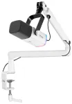 FIFINE TAM8W Dinaminis XLR/USB podkasto mikrofonas su stovo rankena, baltas